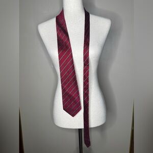 Vintage Hand Woven Thai Silk Striped Necktie Burgundy